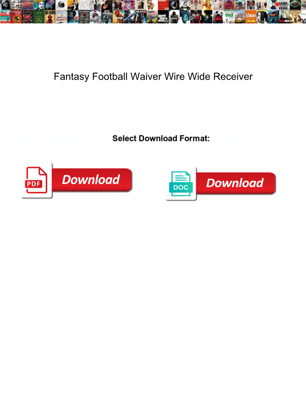 Fantasy Football Waiver Wire Wide Receiver