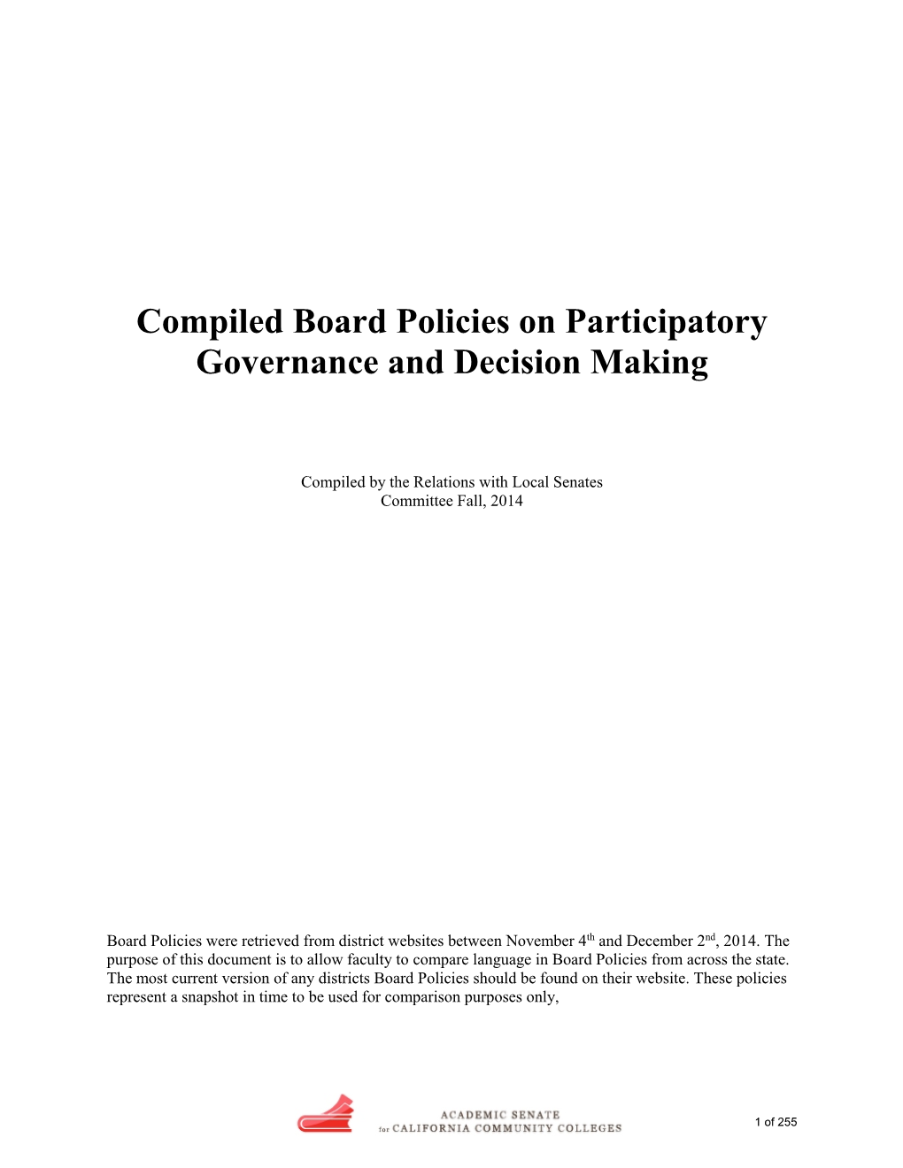 Board Policies on Participatory Governance and Decision Making
