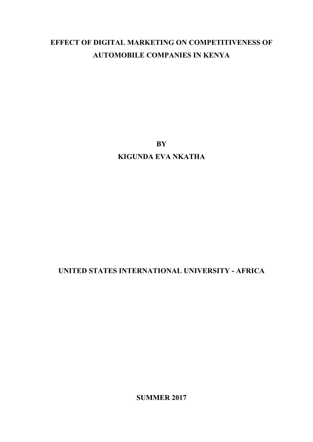 Effect of Digital Marketing on Competitiveness of Automobile Companies in Kenya