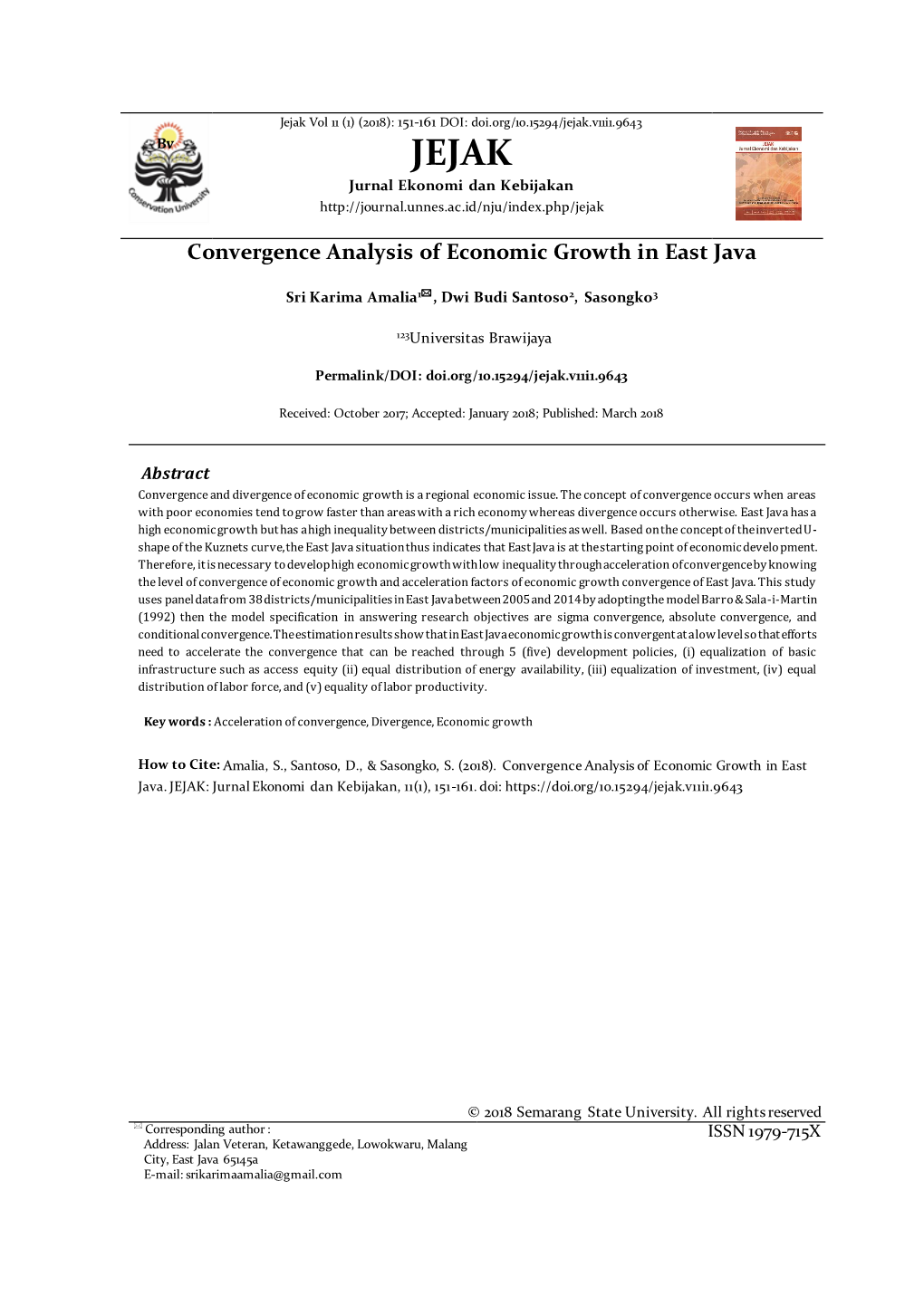 Convergence Analysis of Economic Growth in East Java