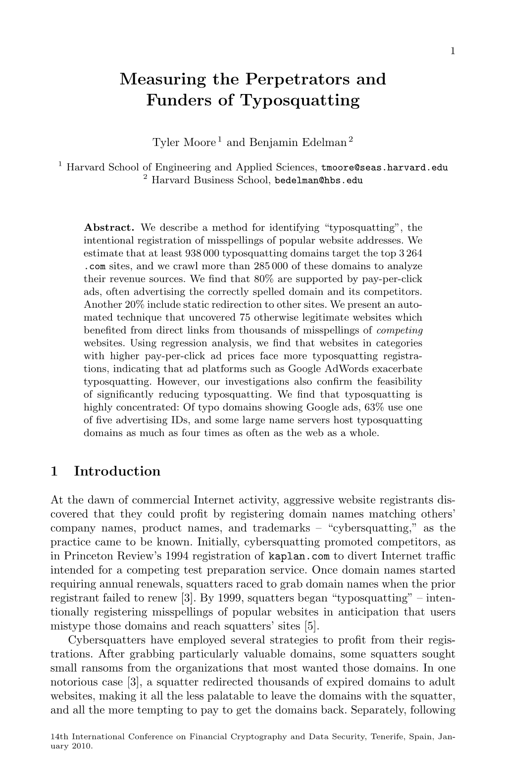 Measuring the Perpetrators and Funders of Typosquatting