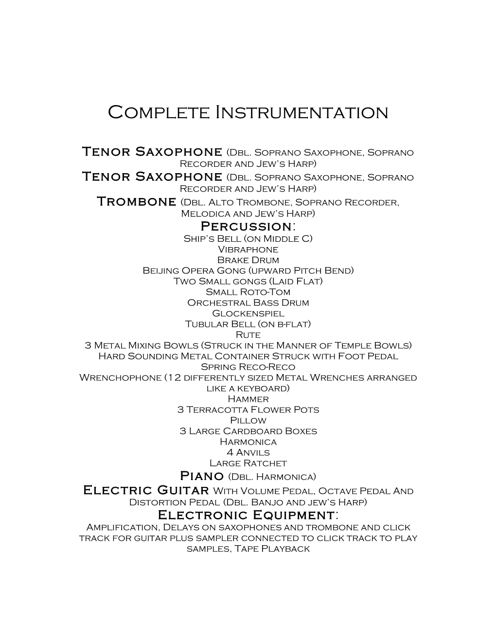 Complete Instrumentation
