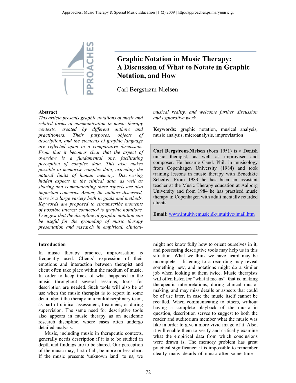 Graphic Notation in Music Therapy: a Discussion of What to Notate in Graphic Notation, and How