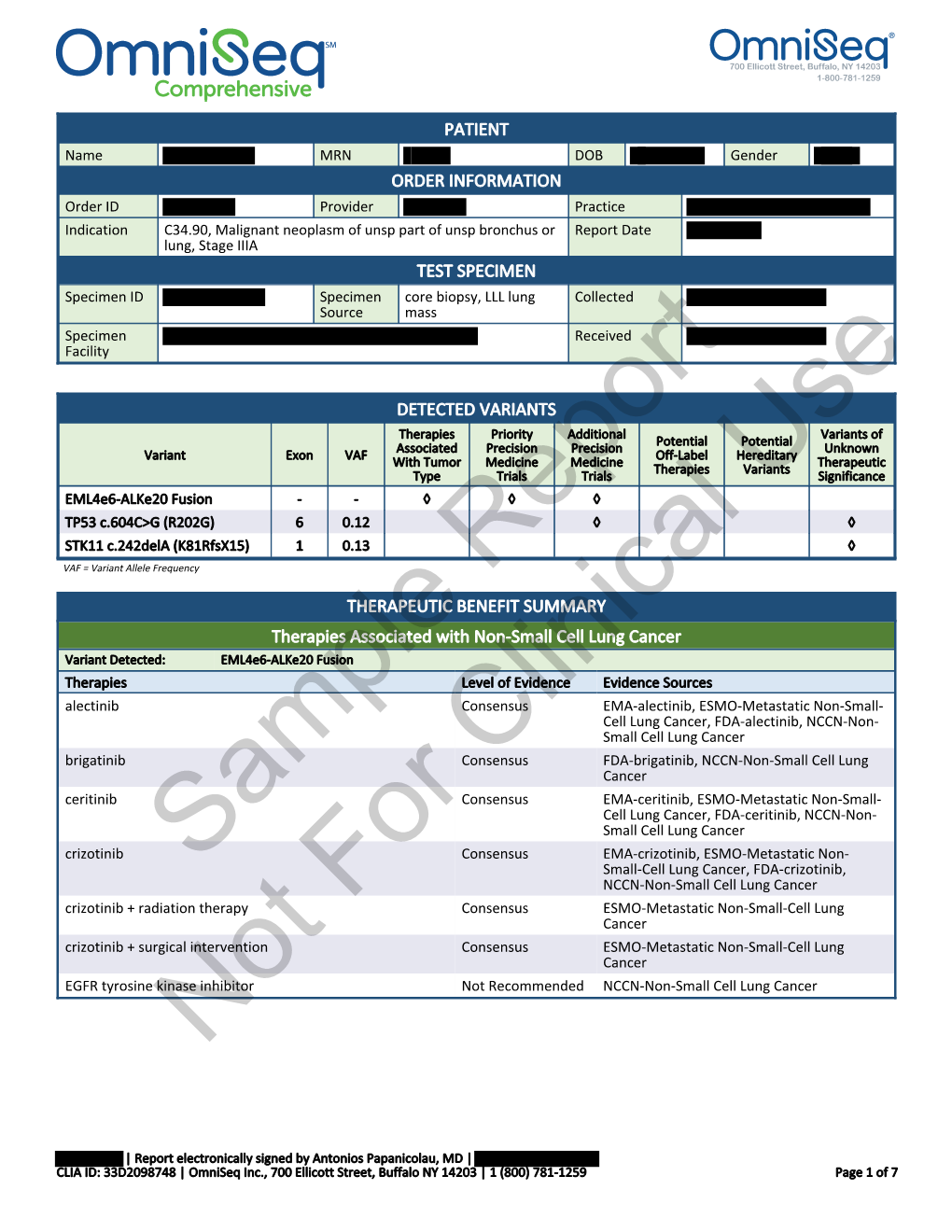 Patient Order Information Test Specimen Detected