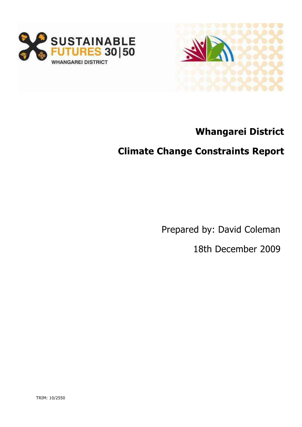 Whangarei District Climate Change Constraints Report