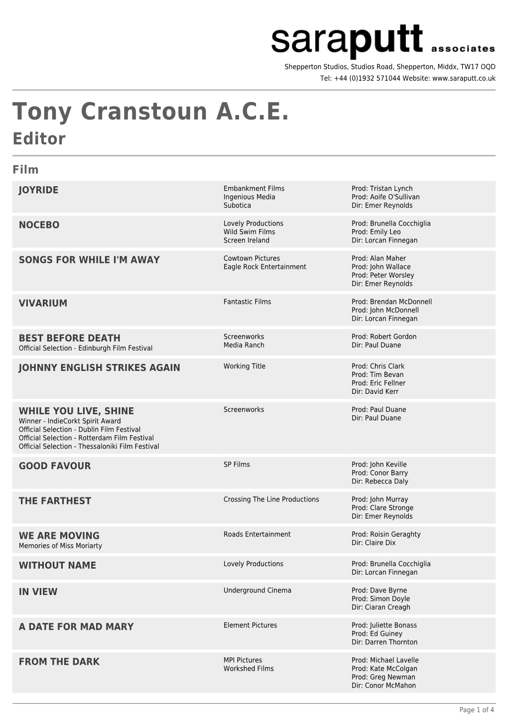 Tony Cranstoun A.C.E