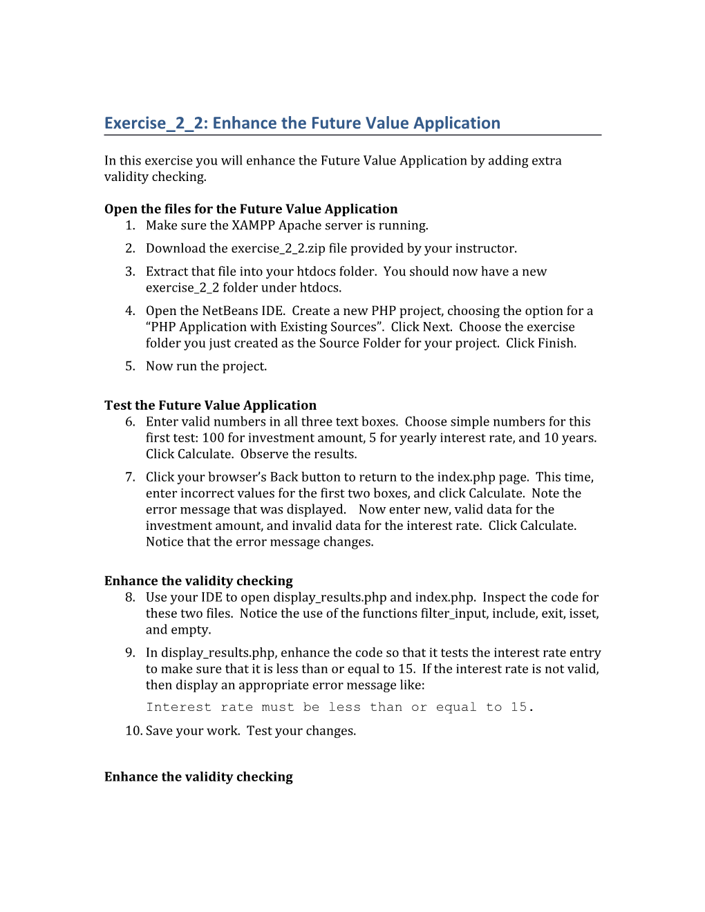 Exercise 2 2: Enhance the Future Value Application
