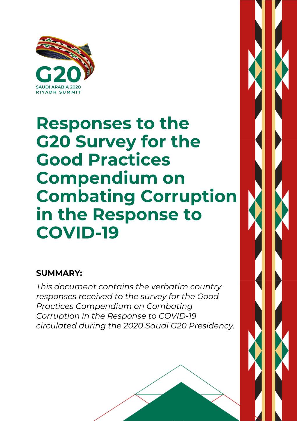 Responses to the G20 Survey for the Good Practices Compendium on Combating Corruption in the Response to COVID-19