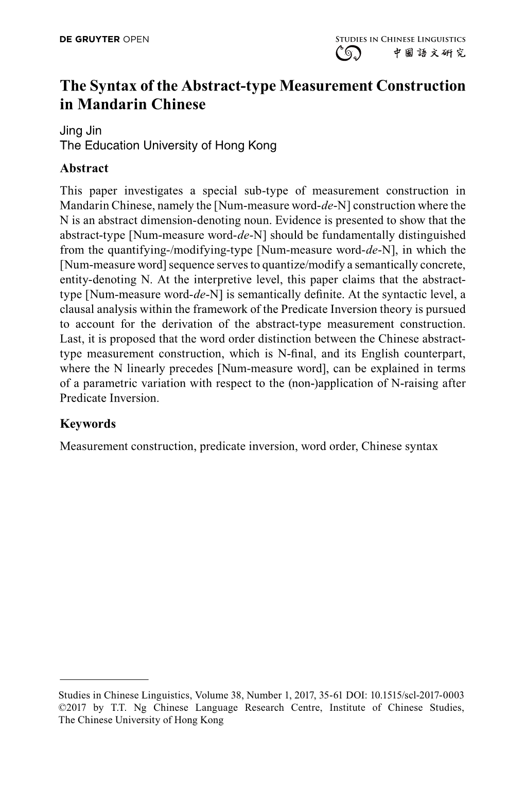 The Syntax of the Abstract-Type Measurement Construction In