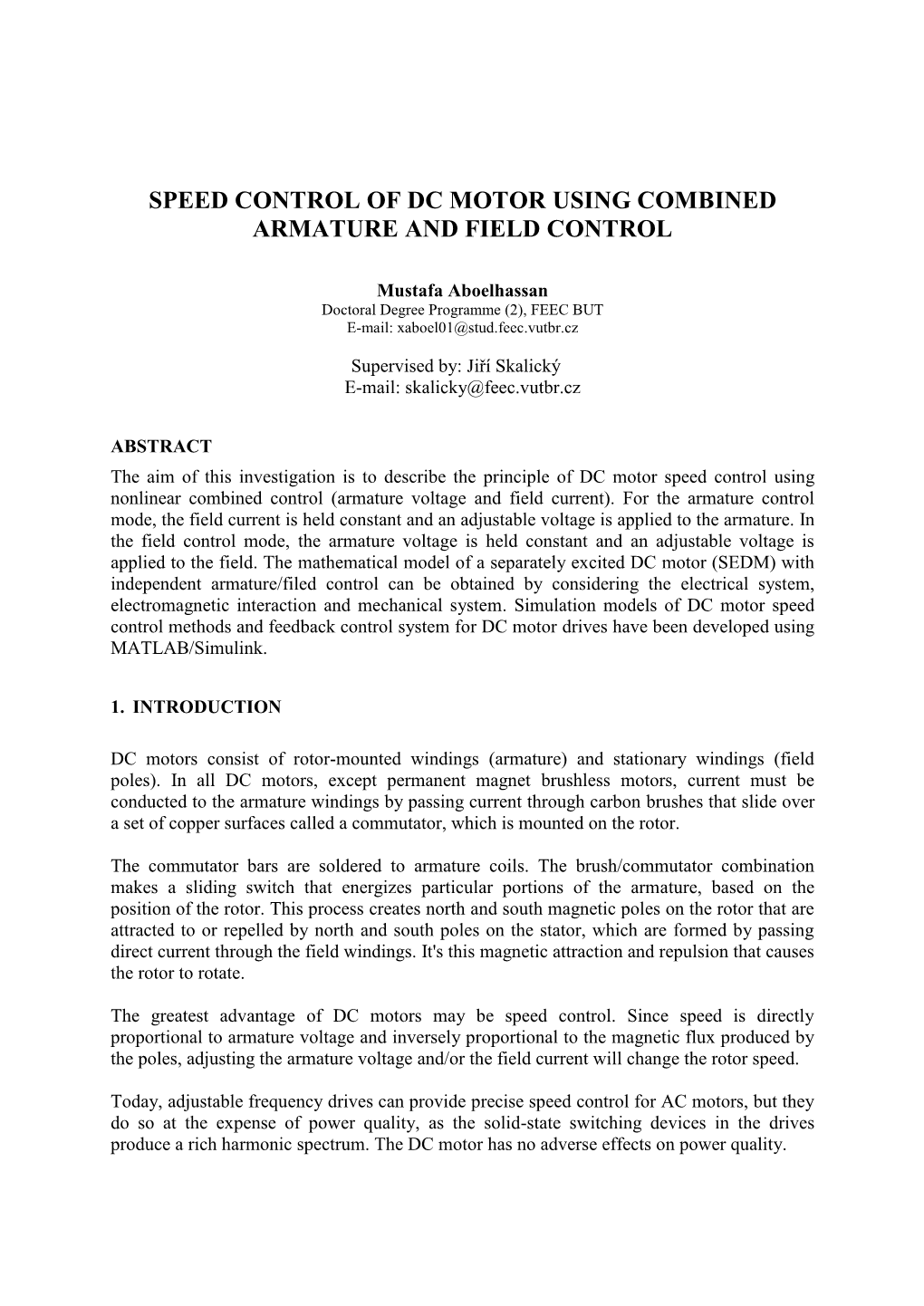 Speed Control of Dc Motor Using Combined Armature and Field Control