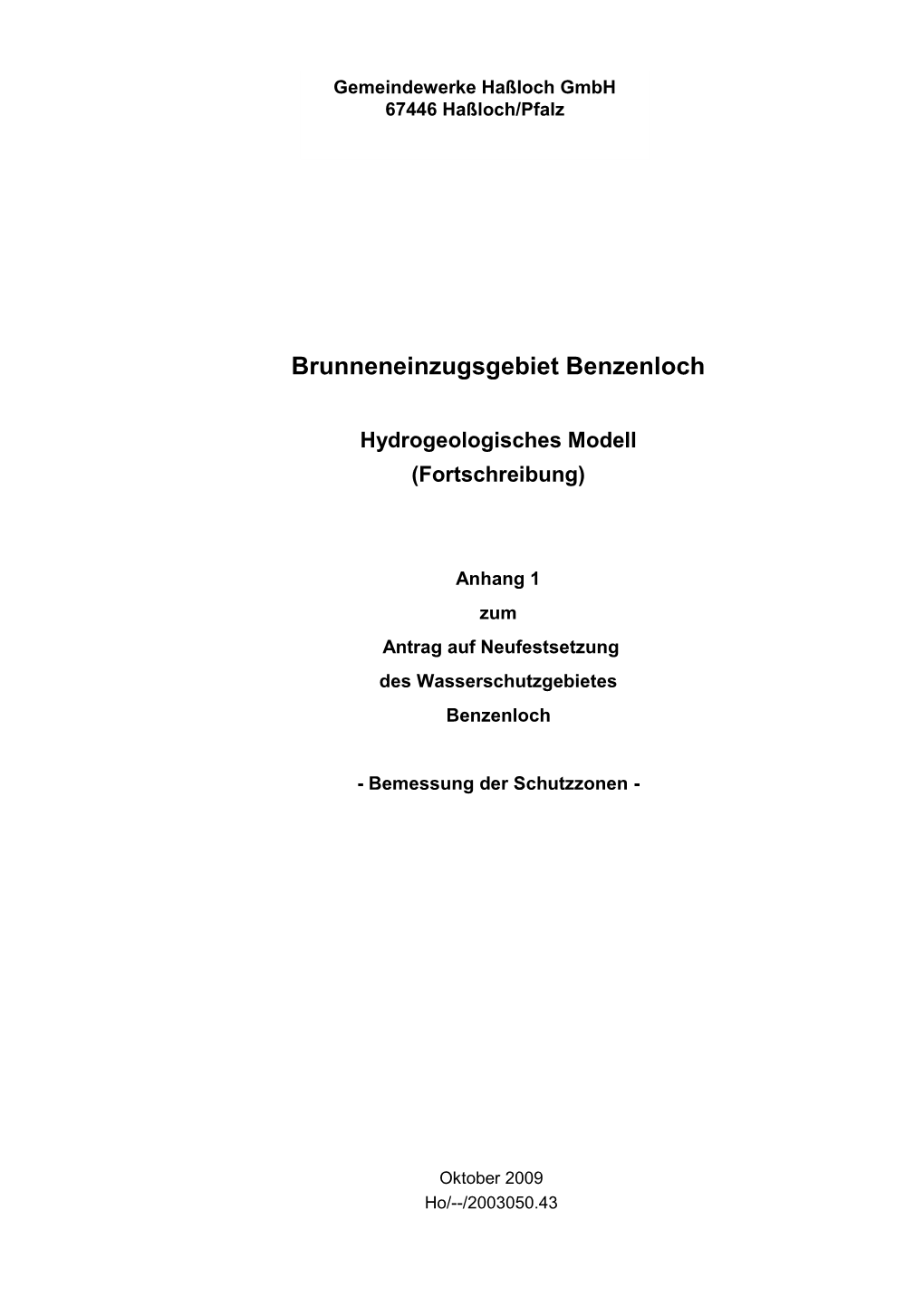 Brunneneinzugsgebiet Benzenloch