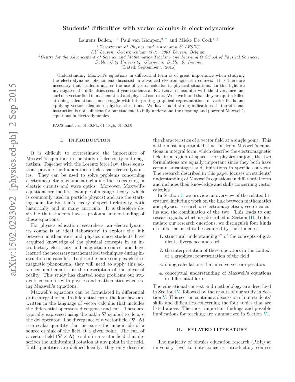 Arxiv:1502.02830V2 [Physics.Ed-Ph] 2 Sep 2015 Ohqatte R Endlcly Hyol Describe Only They Locally: Deﬁned ﬁeld