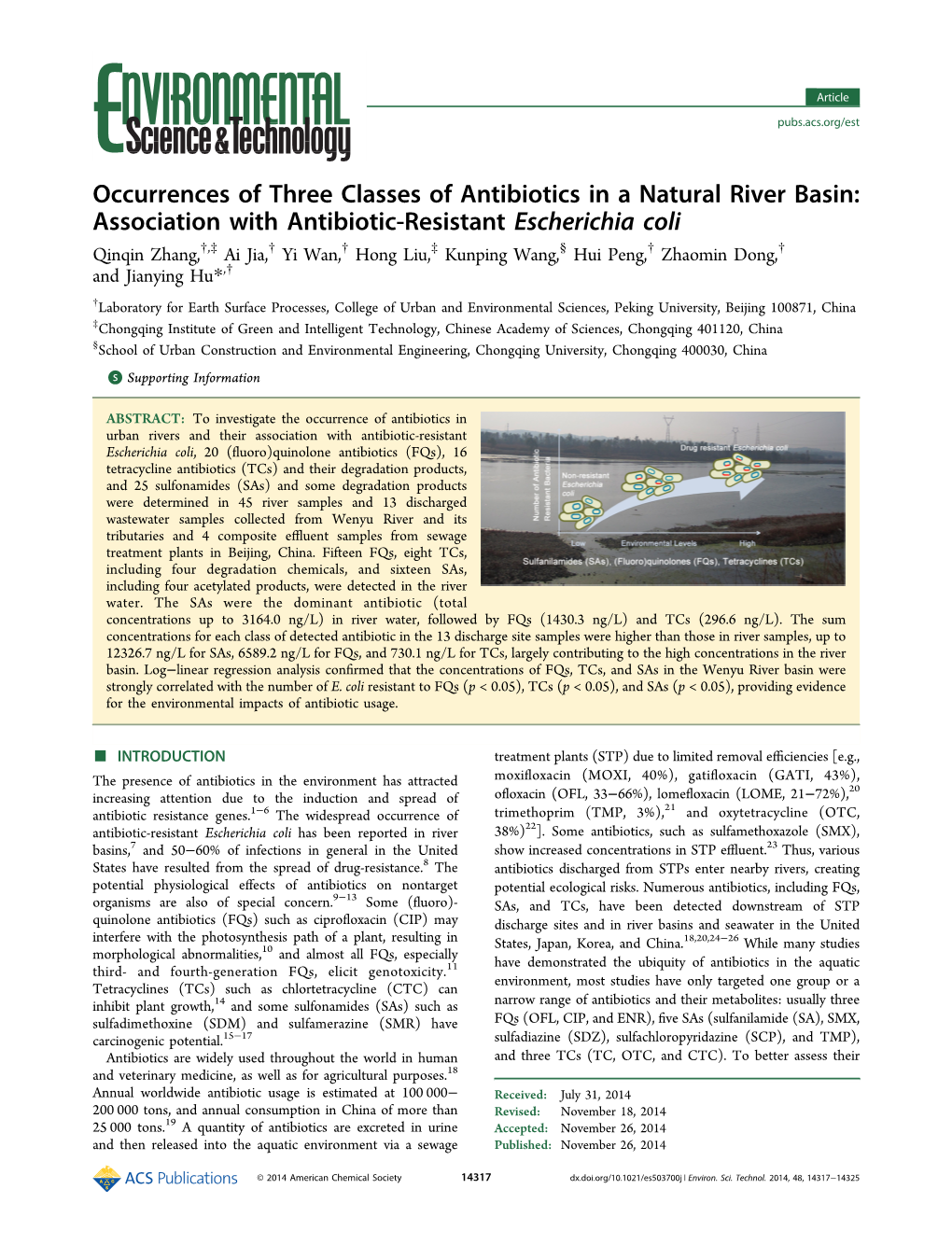 Association with Antibiotic-Resistant Escherichia Coli