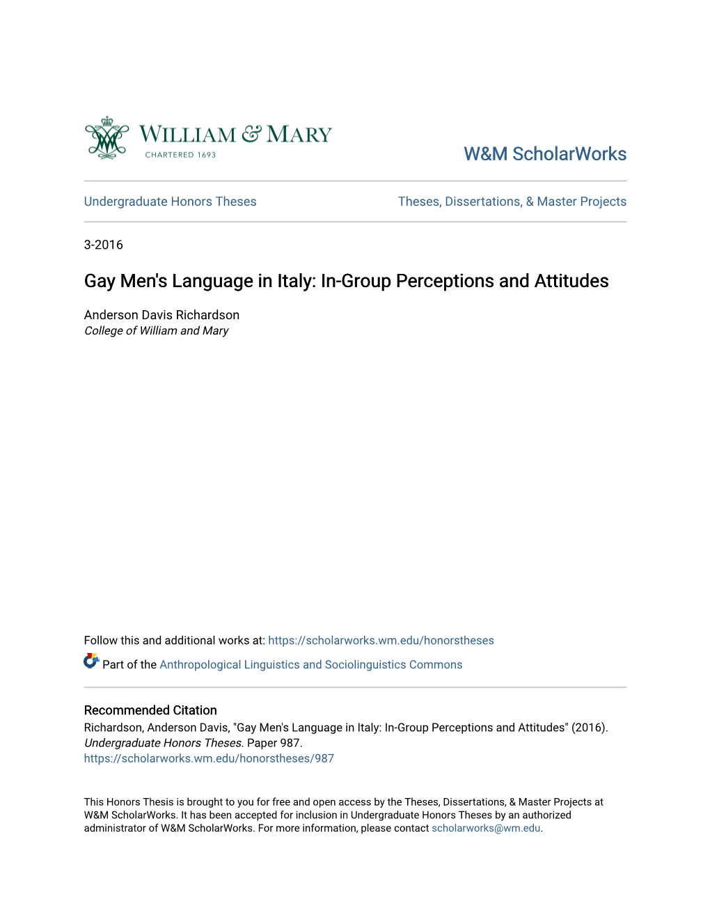 Gay Men's Language in Italy: In-Group Perceptions and Attitudes