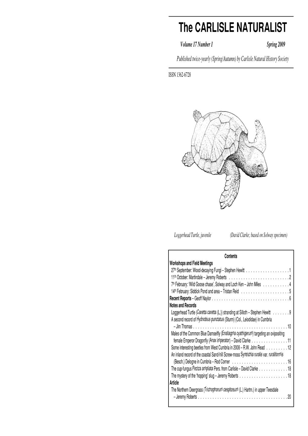 Spring 2009 Published Twice-Yearly (Spring/Autumn) by Carlisle Natural History Society