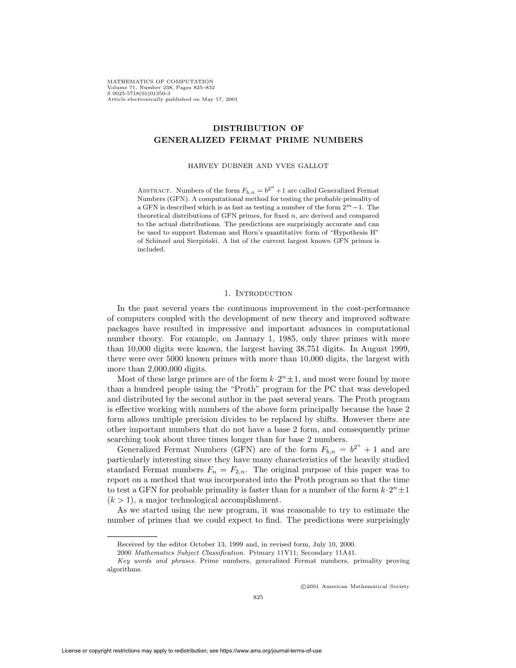 Distribution of Generalized Fermat Prime Numbers 1