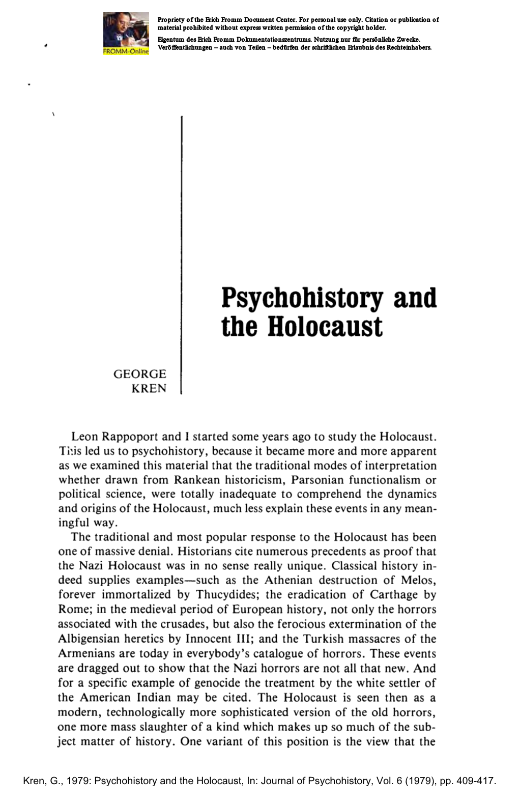 Psychohistory and the Holocaust