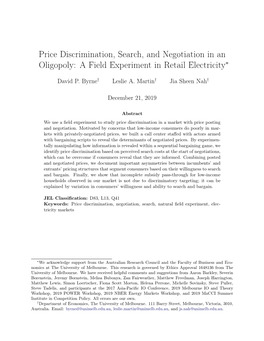Price Discrimination, Search, and Negotiation in an Oligopoly: a Field Experiment in Retail Electricity∗