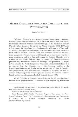 Michel Chevalier's Forgotten Case Against the Patent