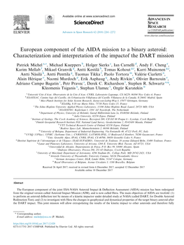 European Component of the AIDA Mission to a Binary Asteroid: Characterization and Interpretation of the Impactof the DART Mission