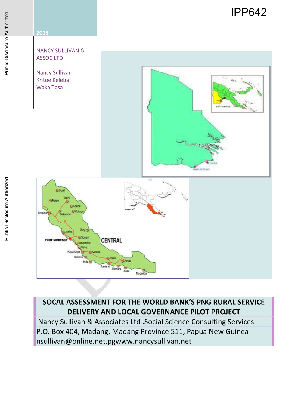 Chapter 3: Western Province Rapid Rural Assessment Data