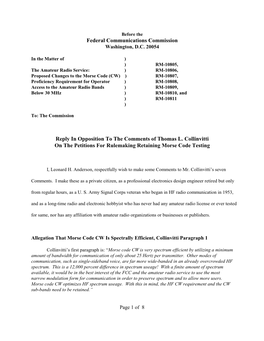 Federal Communications Commission Reply in Opposition to The