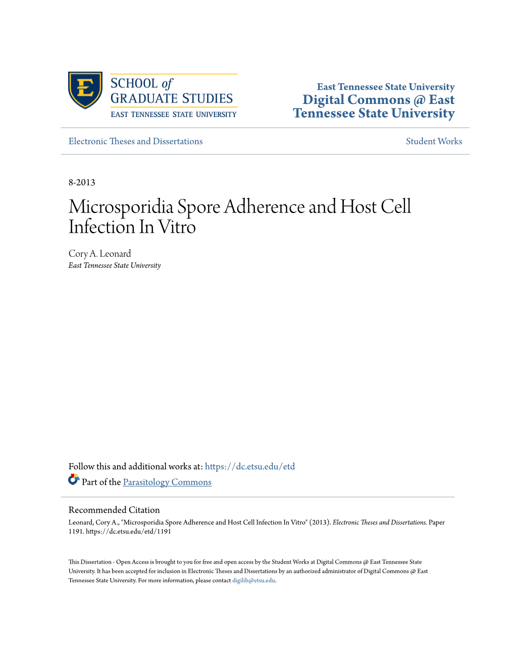 Microsporidia Spore Adherence and Host Cell Infection in Vitro Cory A