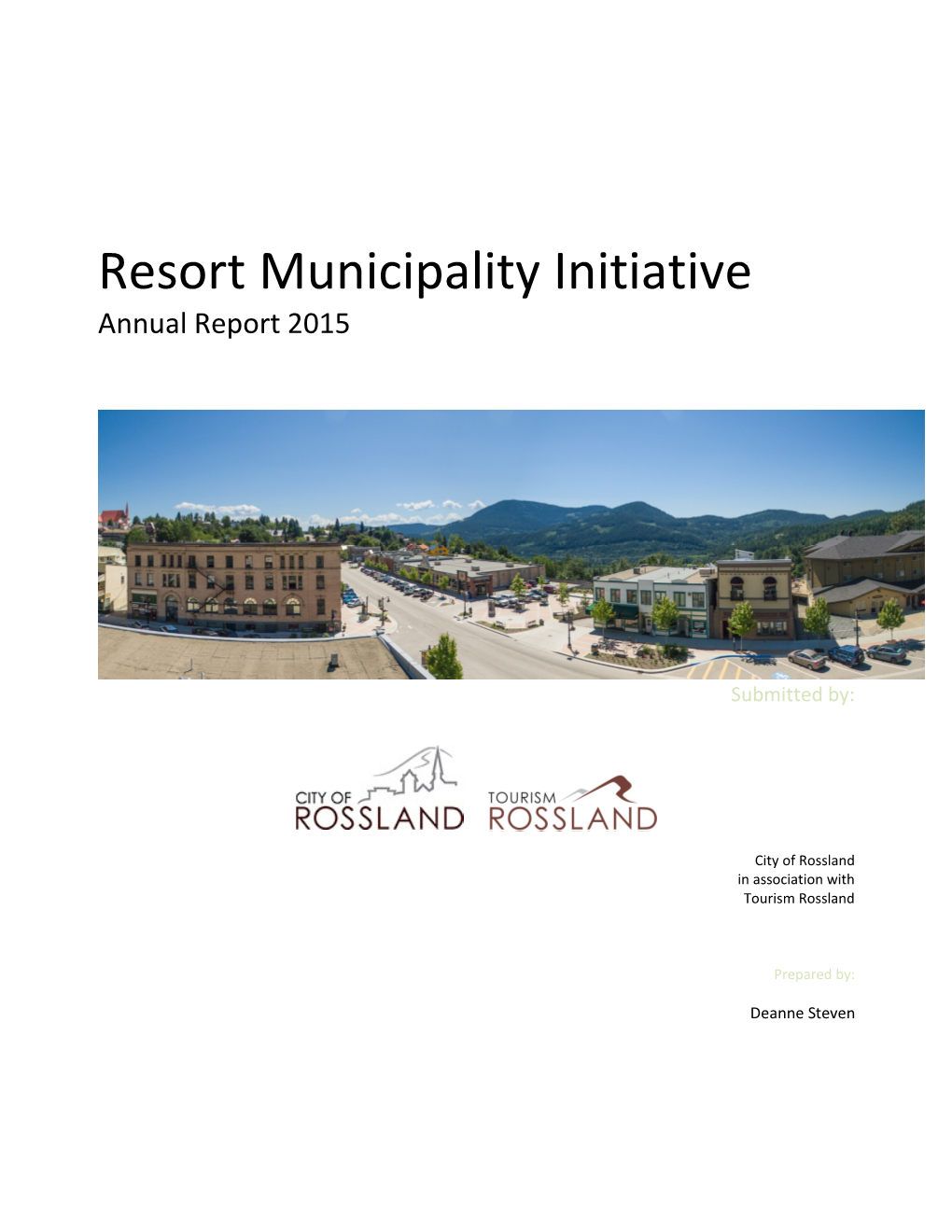 Resort Municipality Initiative Annual Report 2015