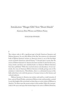 Introduction: “Meager Gifts” from “Desert Islands”