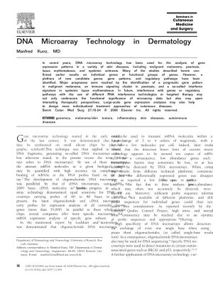 DNA Microarray Technology in Dermatology Manfred Kunz, MD