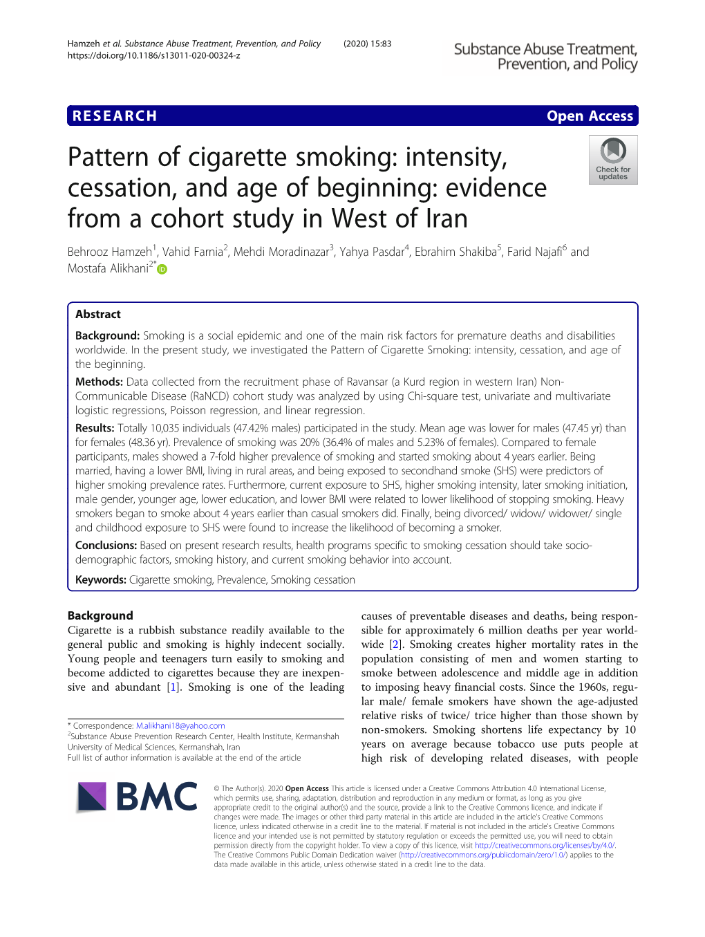 Pattern of Cigarette Smoking