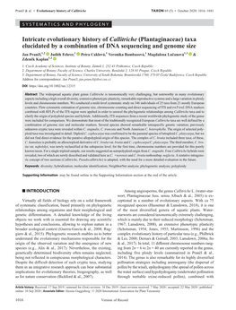 Intricate Evolutionary History of Callitriche (Plantaginaceae) Taxa