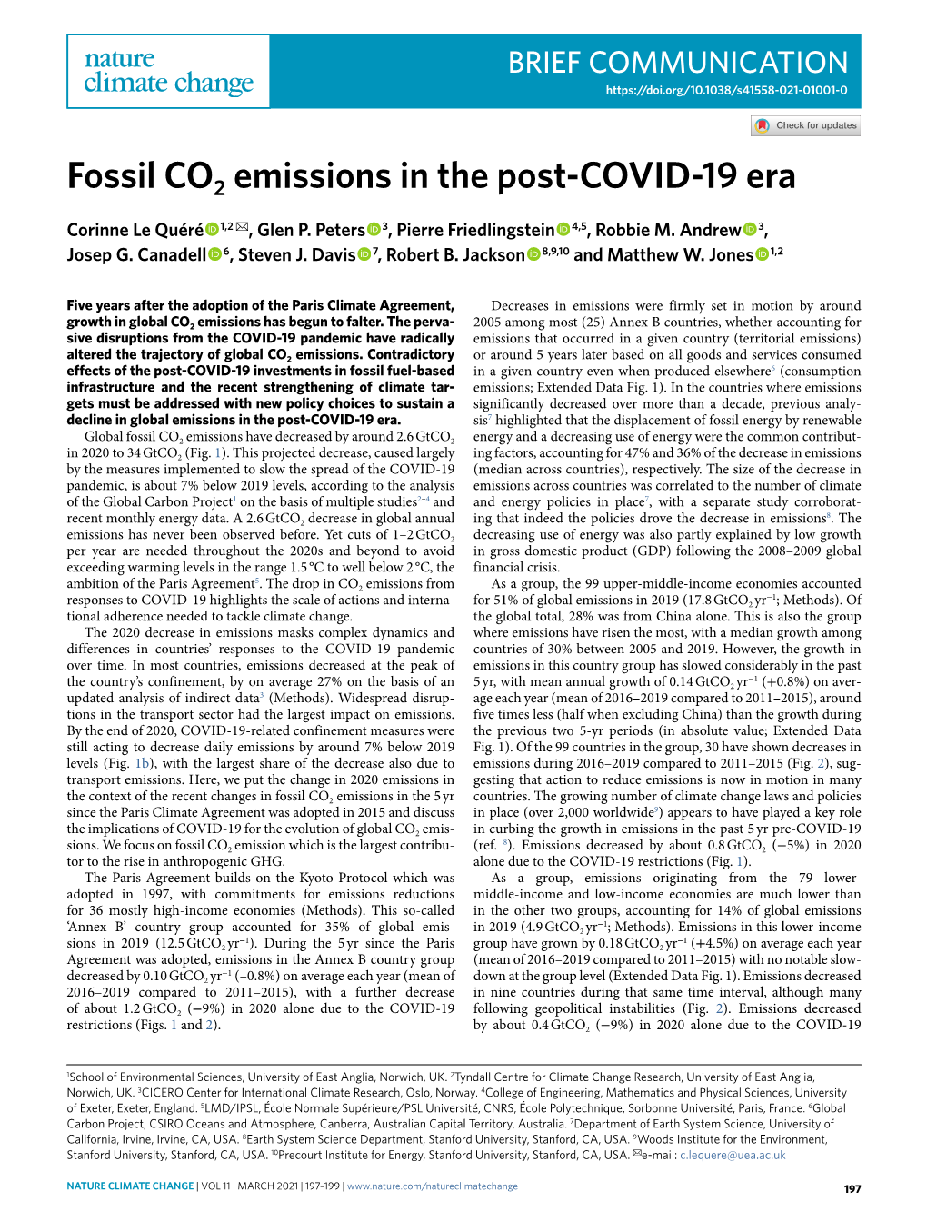 Fossil CO2 Emissions in the Post-COVID-19 Era