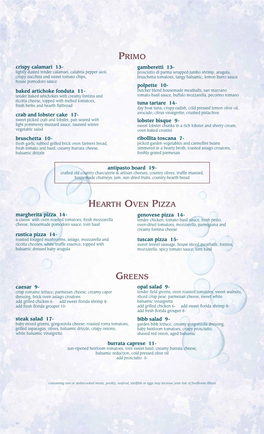Primo Hearth Oven Pizza Greens