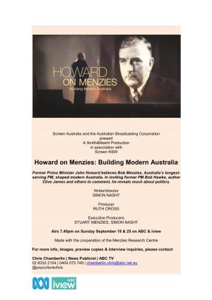 Howard on Menzies: Building Modern Australia