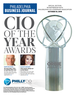 Special Section in Partnership with Philadelphia Cio Leadership Association October 18, 2019 Cio of the Year Awa R D S
