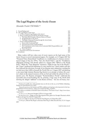The Legal Regime of the Arctic Ocean