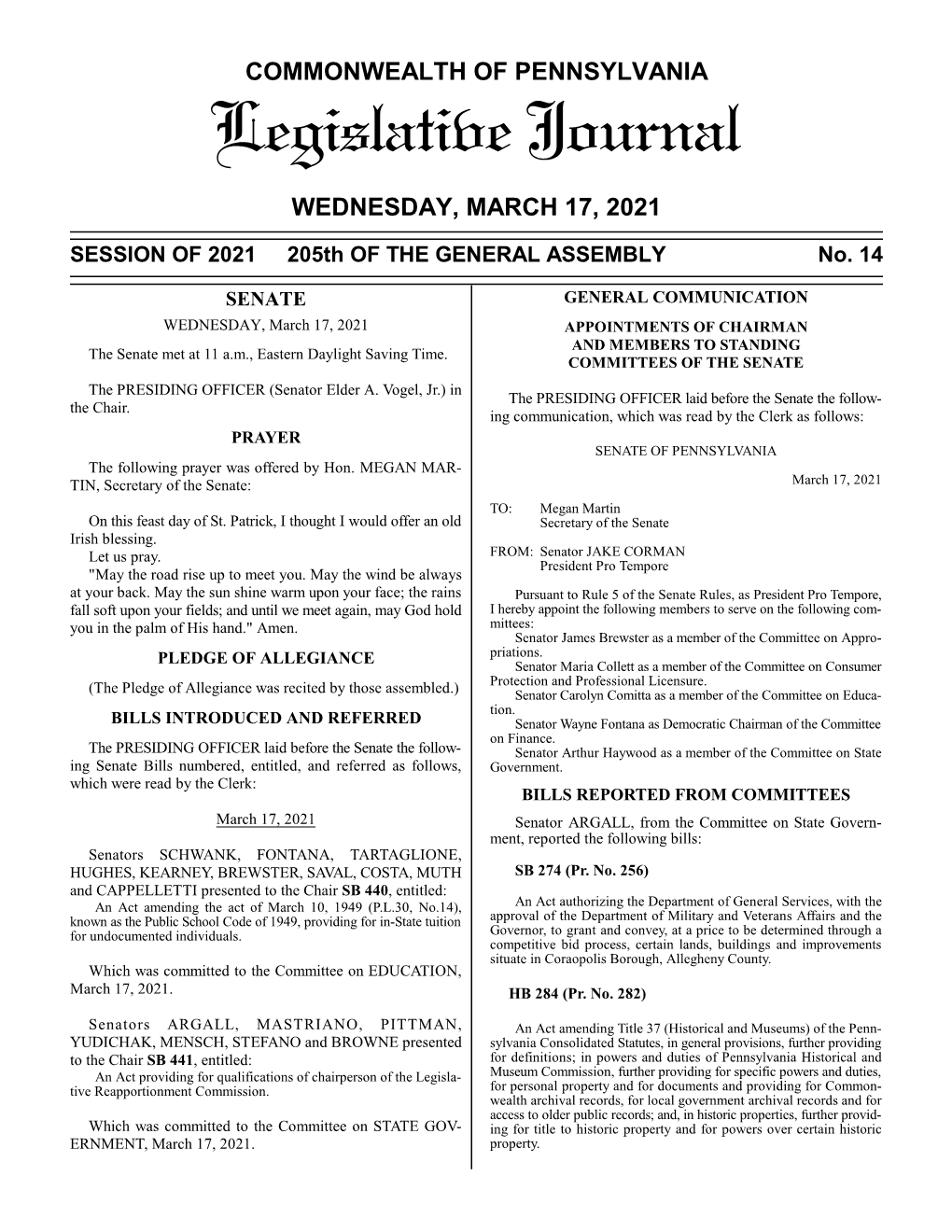 Legislative Journal