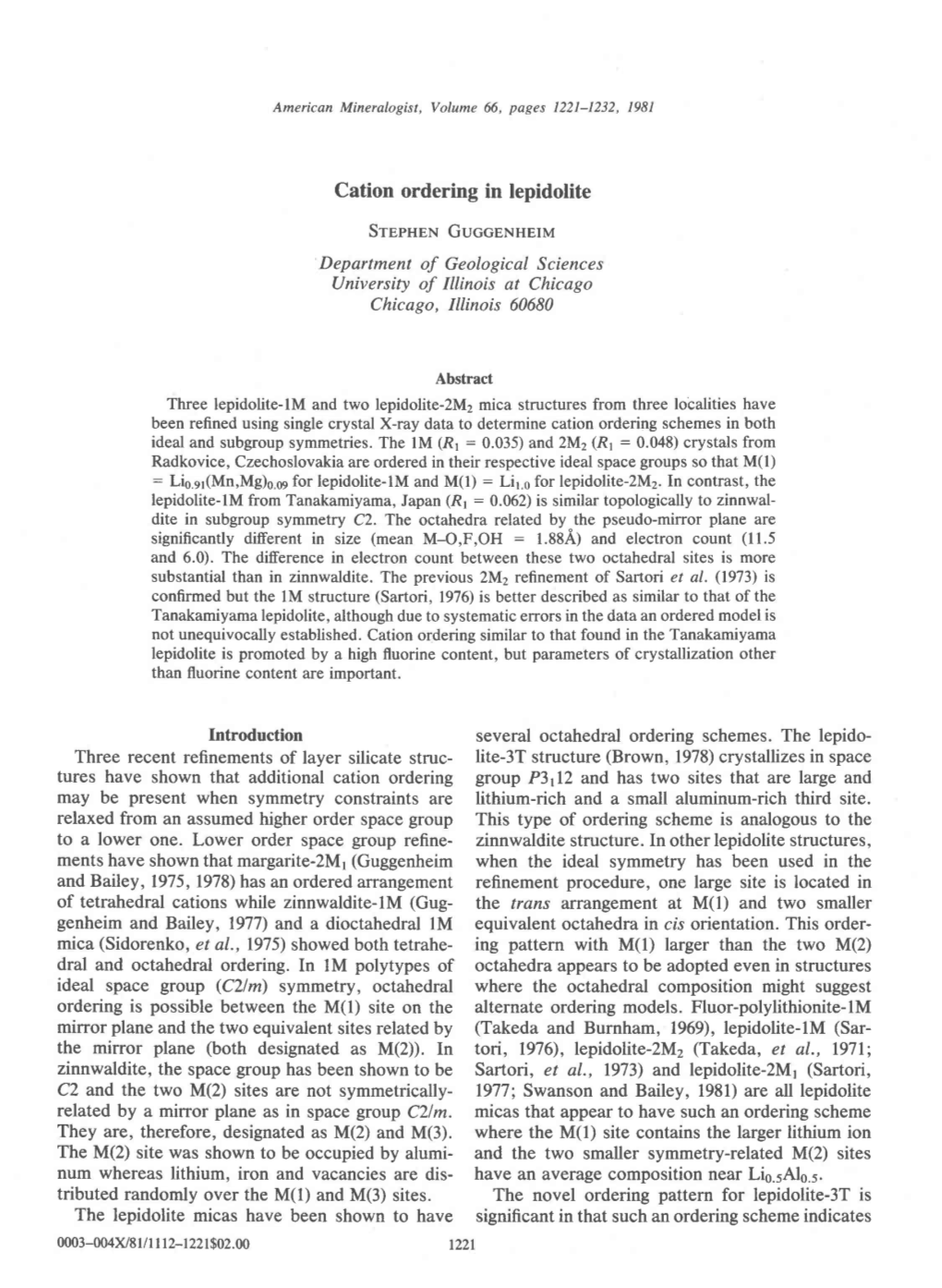 Cation Ordering in Lepidolite