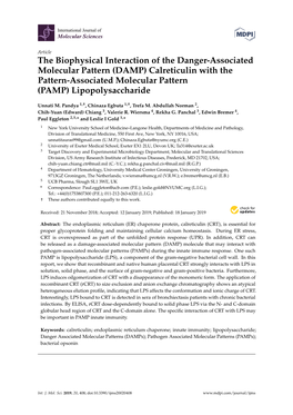 Calreticulin with the Pattern-Associated Molecular Pattern (PAMP) Lipopolysaccharide