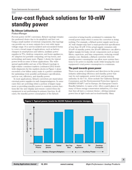 Low-Cost Flyback Solutions for 10-Mw Standby Power