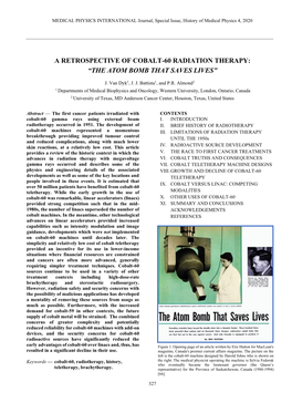 A Retrospective of Cobalt-60 Radiation Therapy: “The Atom Bomb That Saves Lives”