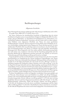 Zeitschrift Für Württembergische Landesgeschichte 72 (2013)