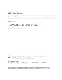 THE WORLD of CARL SANDBURG TECHNICAL STAFF by Norman Corwin Assistant to the Director