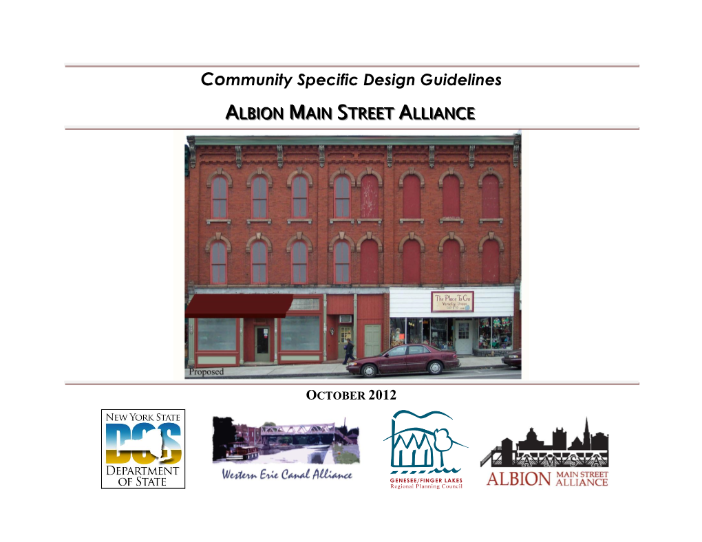 Community Specific Design Guidelines for Albion Main Street
