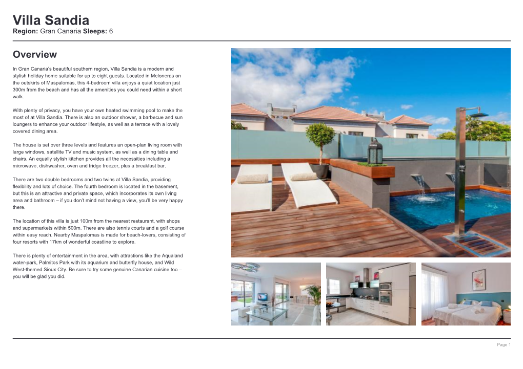 Villa Sandia Region: Gran Canaria Sleeps: 6