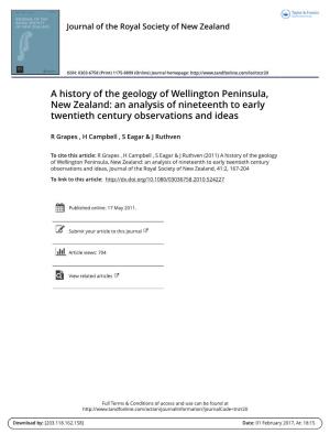 A History of the Geology of Wellington Peninsula, New Zealand: an Analysis of Nineteenth to Early Twentieth Century Observations and Ideas