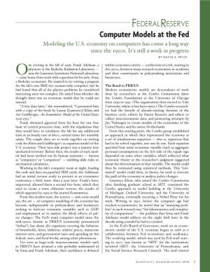 Computer Models at the Fed Modeling the U.S