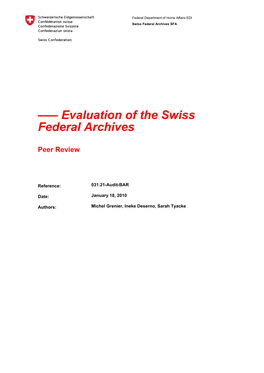 ––– Evaluation of the Swiss Federal Archives