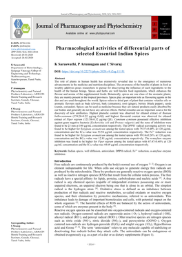 Pharmacological Activities of Differential Parts of Selected